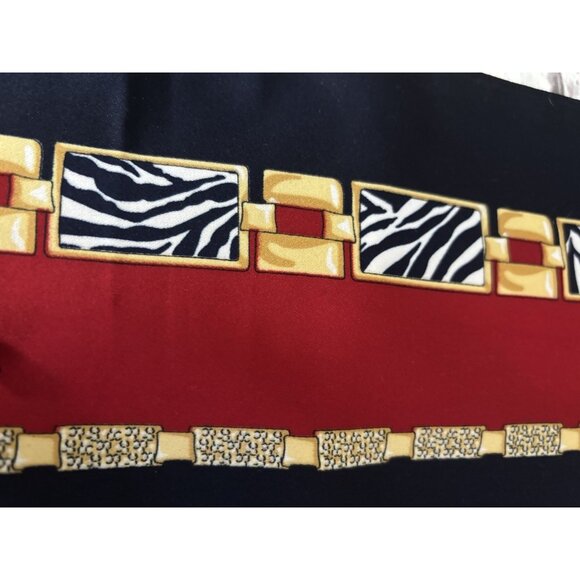 Satin Scarf Equestrian Horse 30" Square Black Red Gold Large Shawl - Picture 7 of 7